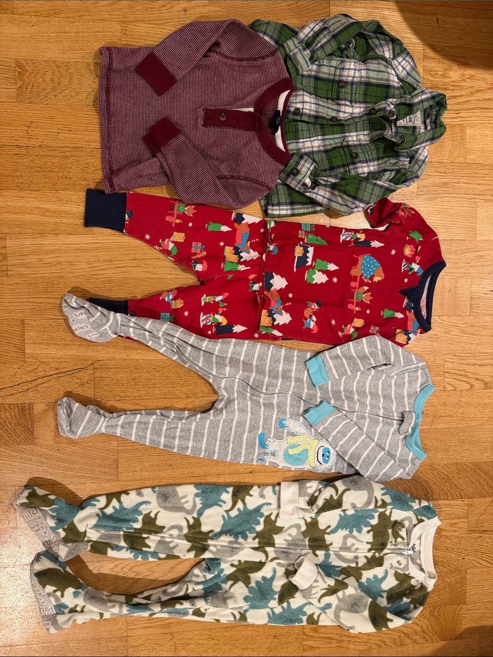 Lots of 5 18 months 3 pjs 2 long sleeve shirts carters Cherokee wondershop